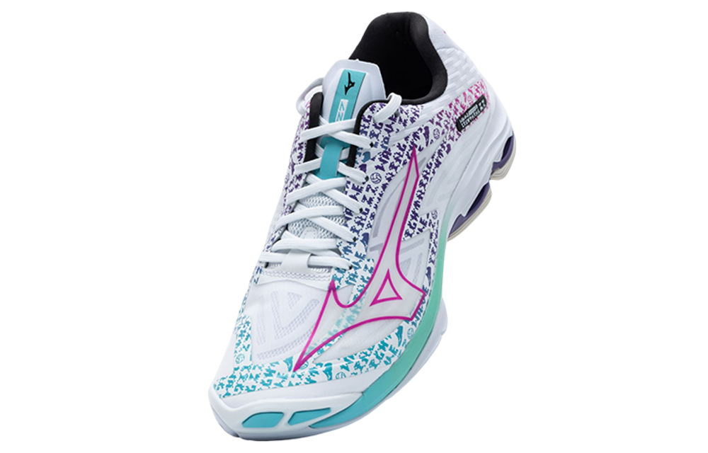 Mizuno Wave Lightning Z7 Slip Resistant Abrasion Resistant Low top Volleyball Shoes Unisex White Purple