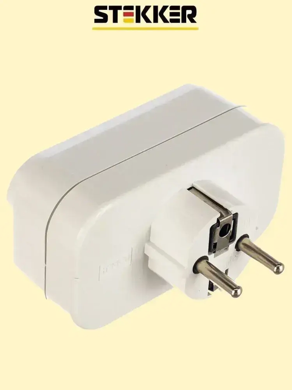 Разветвитель сетевой 2-местный с/з STEKKER ADP16-22-20 250V, 16A, ABS огнеустойчивый пластик, белый, 39023