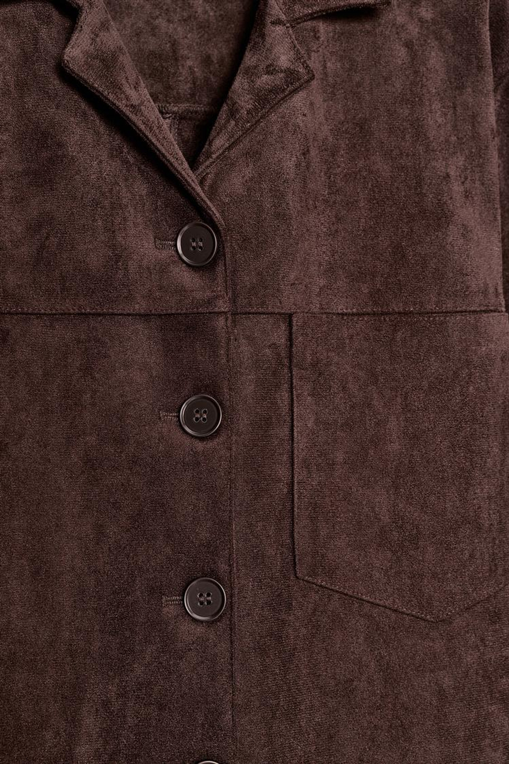 ZARA КУРТКА-РУБАШКА ИЗ ИСКУССТВЕННОЙ ЗАМШИ, ШОКОЛАДНО-КОРИЧНЕВЫЙ