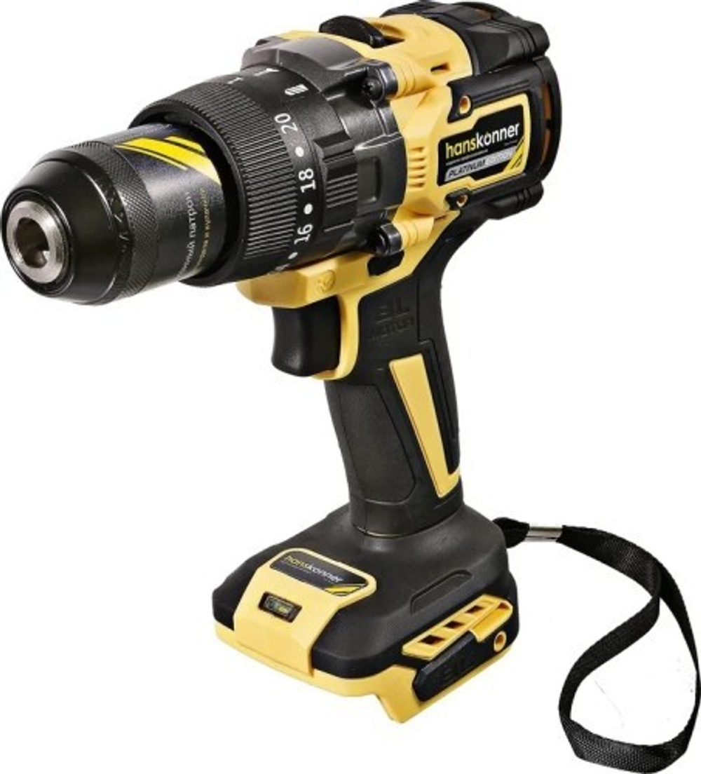 Дрель-шуруповерт аккумуляторная HANSKONNER HCD18165BL PLATINUM, без АКБ и ЗУ