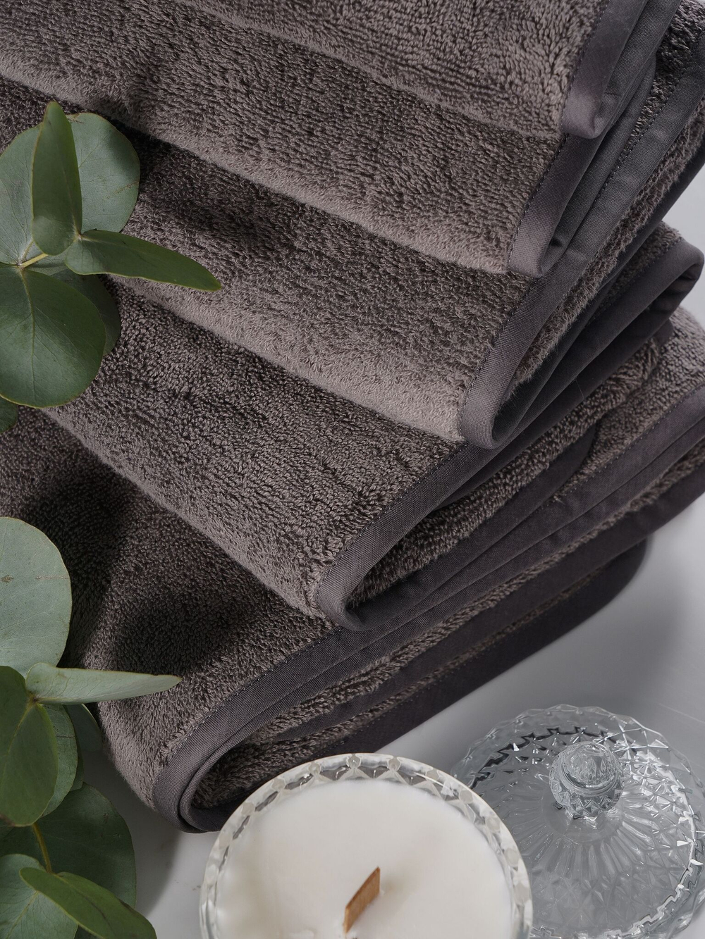 Набор полотенец 5шт Claire Batiste Atelier Ile темный серо-коричневый