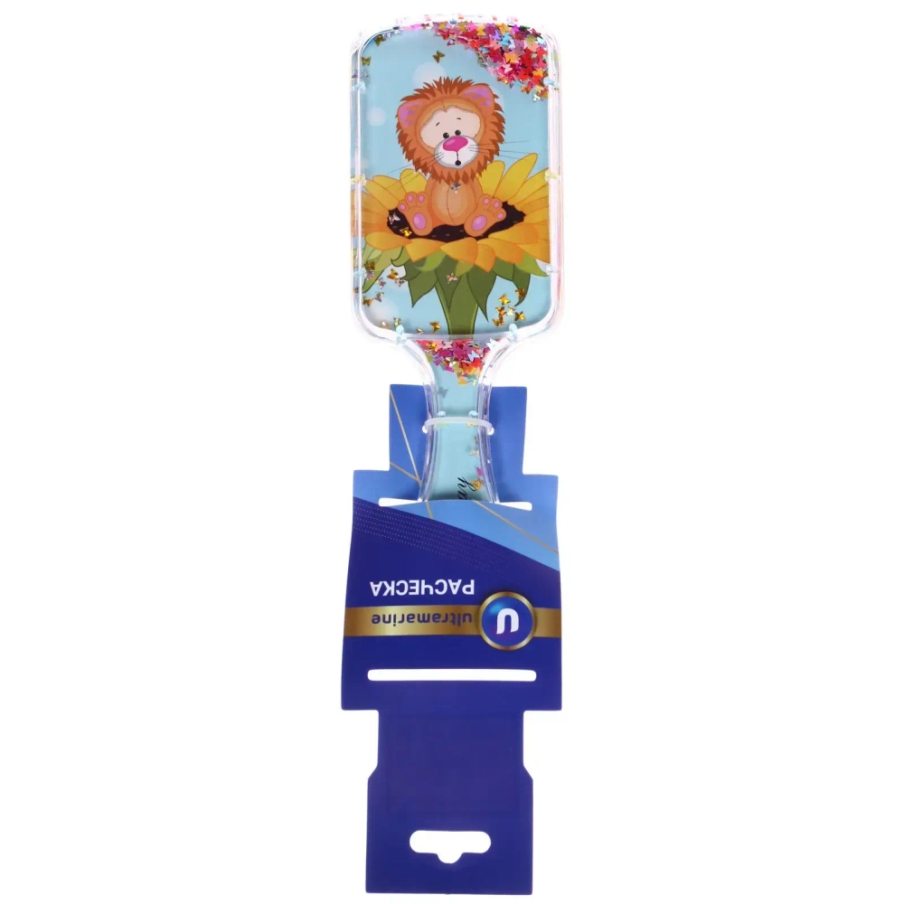 Расческа массажная детская «ФРАТТИ БУМ», лев Арти, форма прямоугольная, 20*6,5см (блистер Ультрамарин)