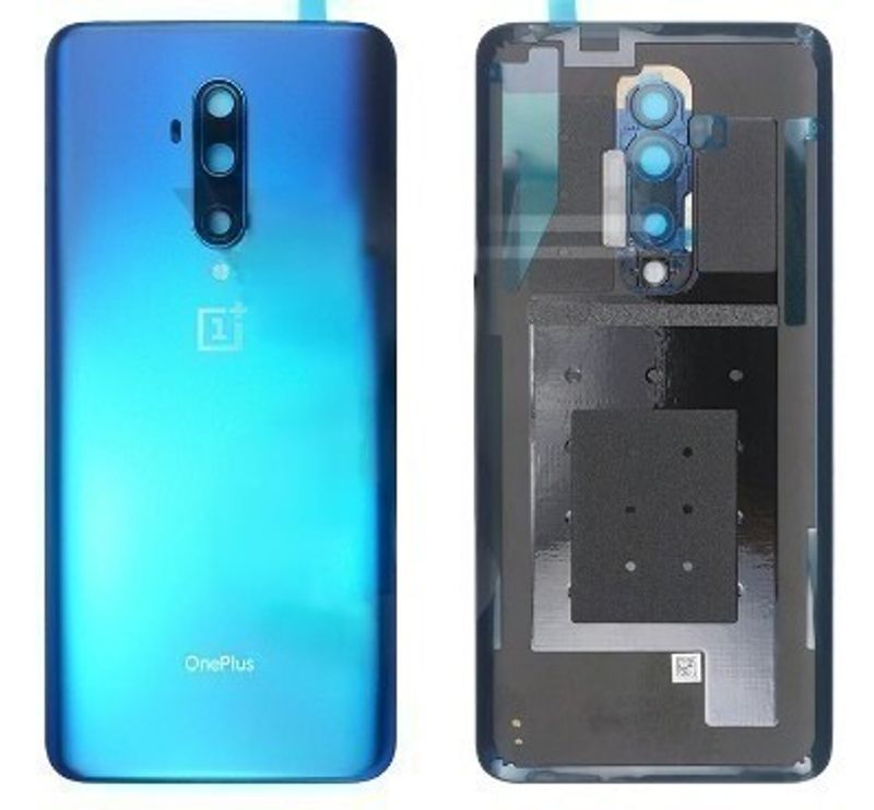 Задняя крышка для OnePlus 7 Pro синяя глянцевая (Nebula Blue) со стеклом камеры