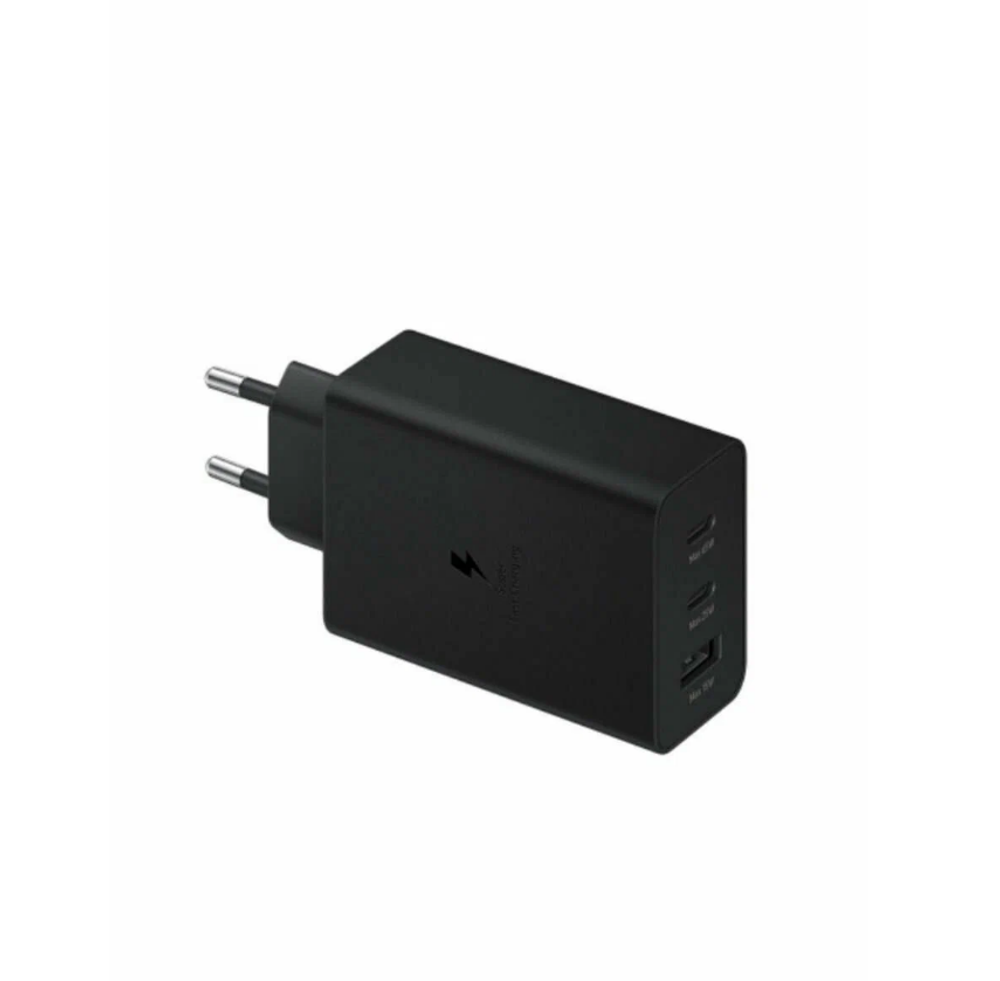 Быстрое зарядное устройство для смартфонов Iphone и Android на 3 порта 65w, черный