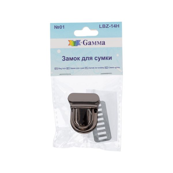 Замок для сумки 32х26 мм, 5 шт, черн.никель, Gamma LBZ-14H