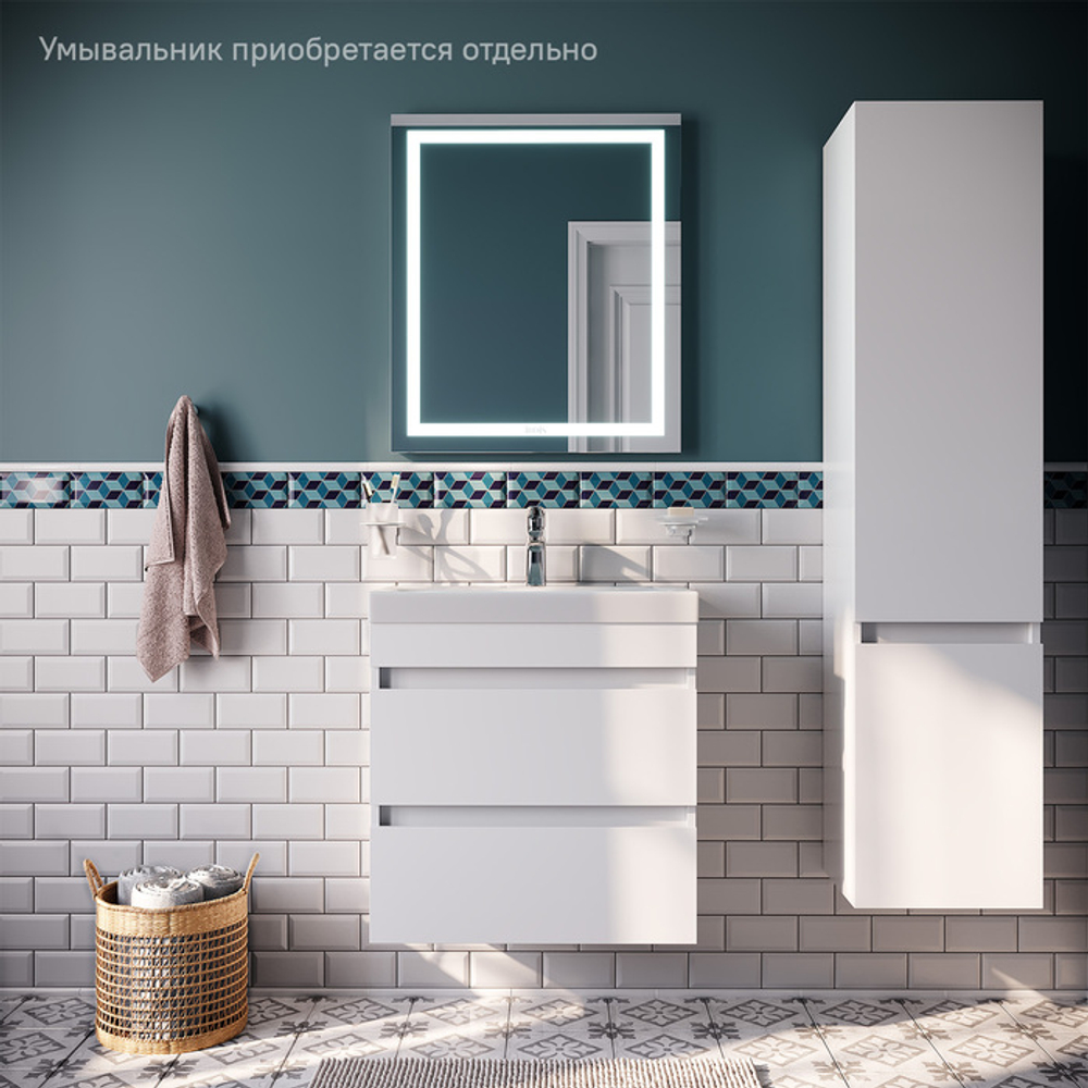 Тумба подвесная с ящиками IDDIS Zodiac, белая, 60 см, ZOD6CB0i95