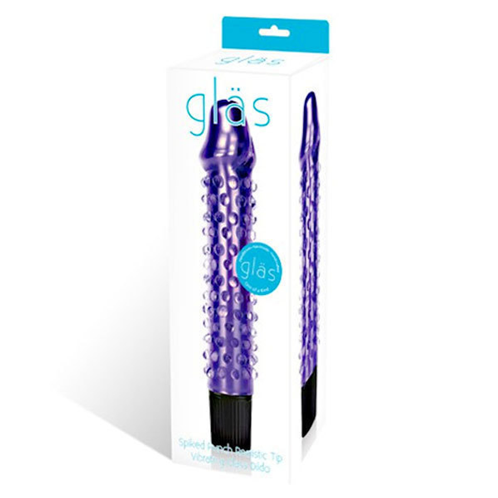 Фиолетовый стеклянный вибратор с массажными точками Spiked Punch, 17,5 см