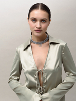 Чокер "Delicacy" cotton pearl Dark Grey Silver