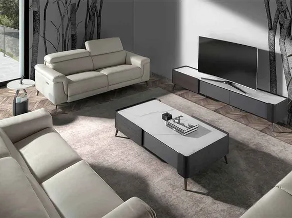 Трехместный диван с реклайнером Angel Cerda 5319-3P, серая кожа