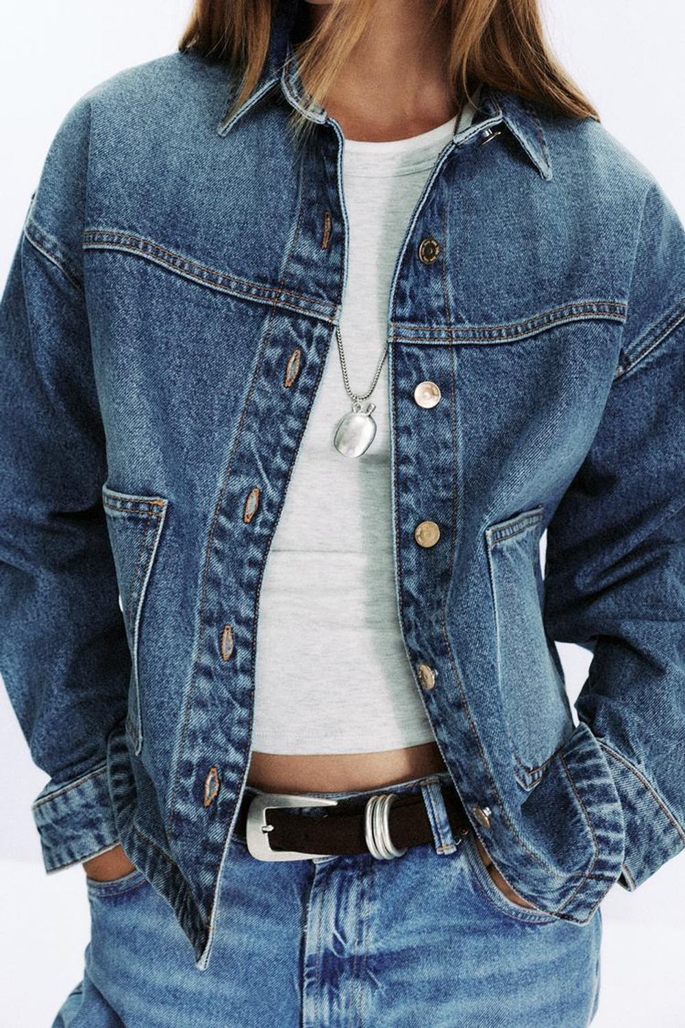 ZARA ДЖИНСОВАЯ КУРТКА Z1975, ВЫЦВЕТШИЙ СИНИЙ