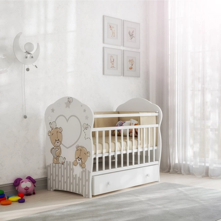 Кроватка для новорожденных ( поперечный маятник ) слоновая кость