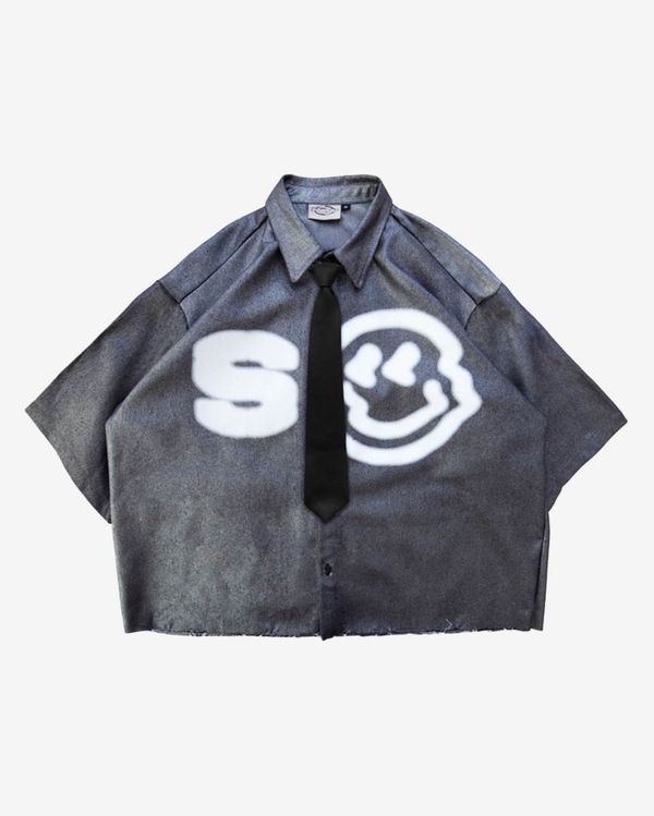 Рубашка Smile укороченная черная - фото 1