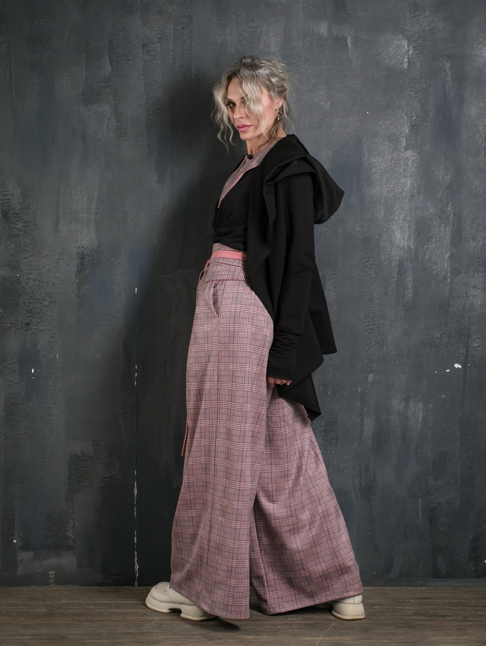 Палаццо  + кушак/ клетка персик