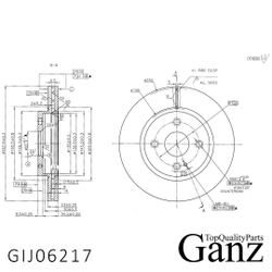 Диск тормозной передний с покрытием FORD Fiesta VI 10/MAZDA 2 08 /Vent.D=258mm GANZ GIJ06217