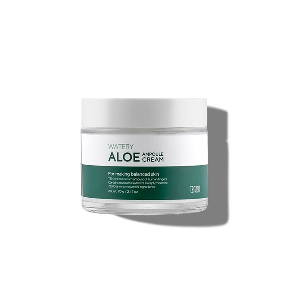 [TENZERO] Крем для лица ампульный успокаивающий с алоэ WATERY ALOE AMPOULE CREAM 2X, 70 гр
