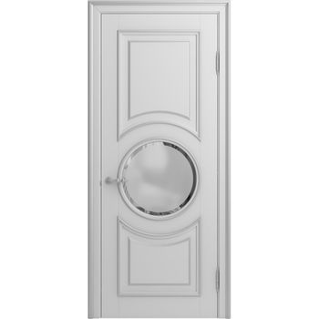 Межкомнатная дверь массив бука Viporte Лацио Амбиенте белая эмаль патина серебро остекление 4