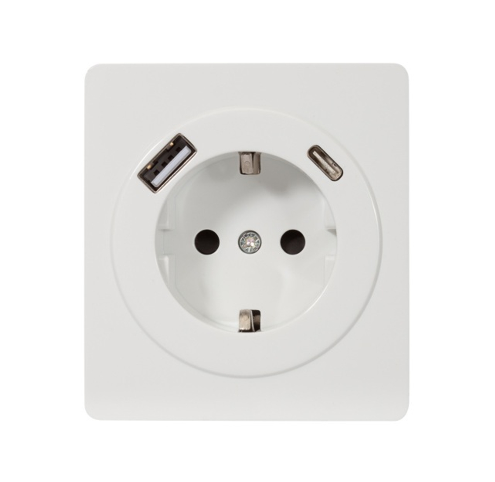 Розетка с заземлением с 2 USB  KRANZ KR-78-0704-1
