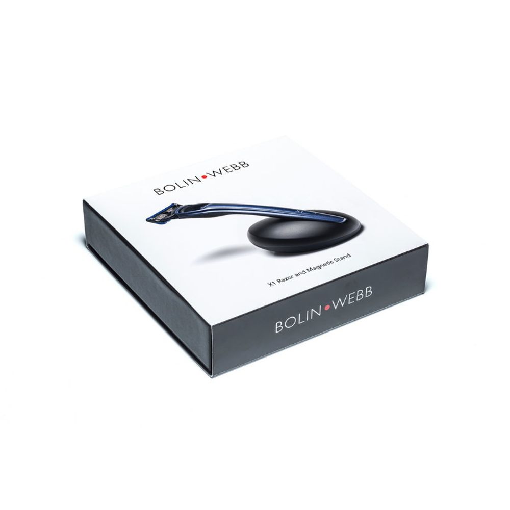 Подарочный набор Bolin Webb X1, бритва X1 синяя, подставка X1 черная (BW GIFTBOX STAND X1 BLUE)