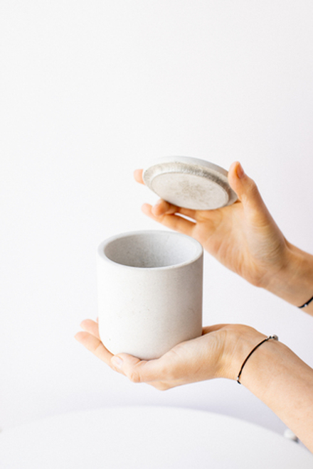 Бетонный стакан с крышкой, серый