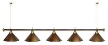 Лампа STARTBILLIARDS 5 пл. (плафоны зеленые,штанга хром,фурнитура золото)