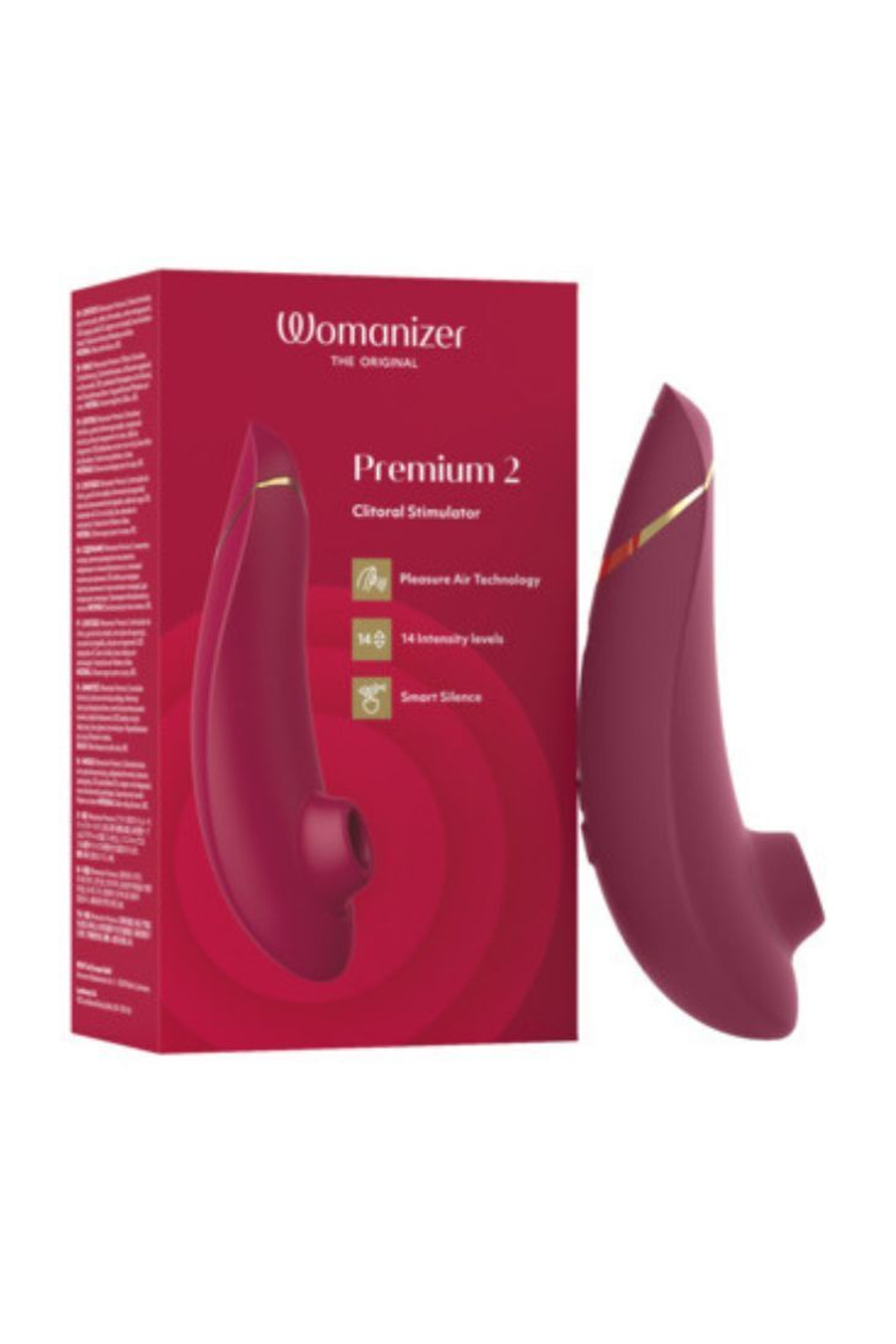 Womanizer Premium 2 - Бесконтактный клиторальный стимулятор, бордовый