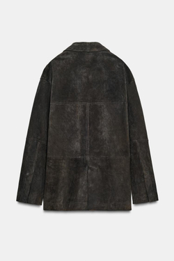 ZARA КУРТКА ОВЕРСАЙЗ ИЗ 100% ЗАМШИ, ЦВЕТ РЖАВЧИНЫ