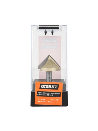 Фреза пазовая галтельная V-образная D38 мм, угол 90, хвостовик 8 мм Gigant GC-0045