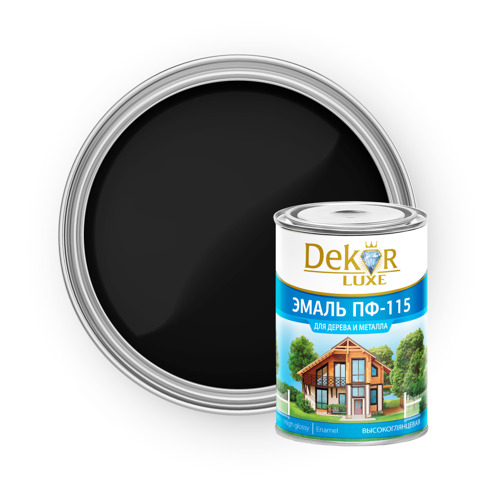 DEKOR LUXE  Эмаль ПФ-115 Черная 0,8кг (Кубанские краски)