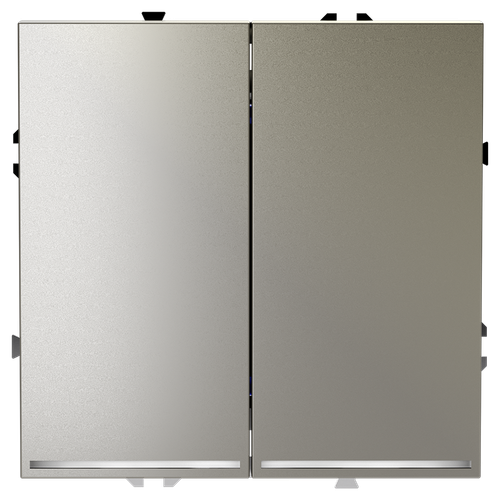 Выключатель встраиваемый VOLTUM S70 двухклавишный с подсветкой 10А, (шелк)