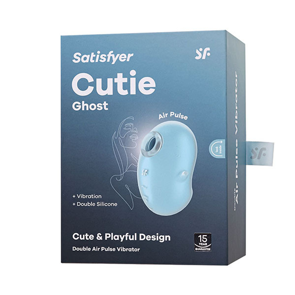 Голубой вакуум-волновой стимулятор клитора с вибрацией 9,1см Satisfyer Cutie Ghost