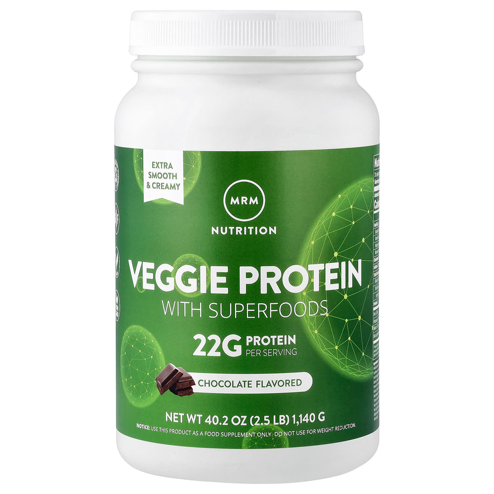 MRM Nutrition, растительный протеин с суперфудами, шоколадный вкус, 1140 г (2,5 фунта)