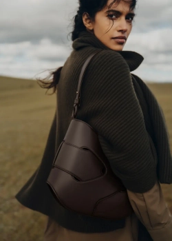 POLENE СУМКА NODDE HOBO, ТЕМНО-КОРИЧНЕВЫЙ