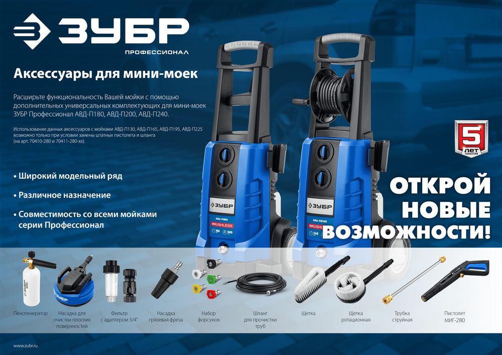 ЗУБР для пистолета МИГ-280, 10 м, шланг высокого давления (70411-280-10)