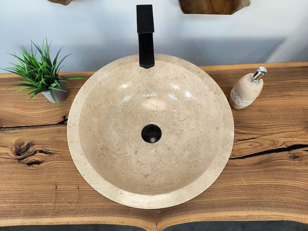 Раковина из мрамора Bowl Cream Dotted BM-65732 45х45х15 из натурального камня