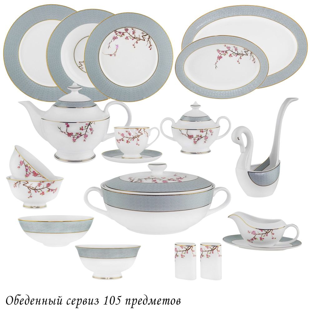 Lenardi 145-629 Обеденный сервиз 105пр. САКУРА в под.уп.(х0,5)Костяной фарфор