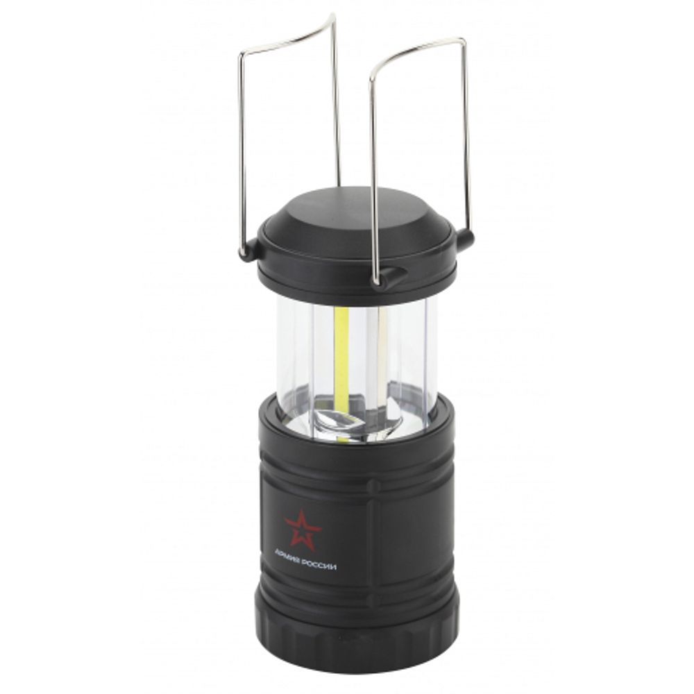 Фонарь кемпинговый светодиодный АРМИЯ РОССИИ KB-502 на батарейках складной мощный светильник с магнитом и крючком черный