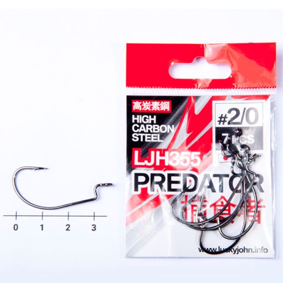 Крючки офсетные Lucky John PREDATOR LJH355 №2/0, 7 шт.