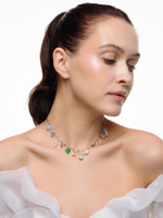 Колье "Stone heart colored" Silver