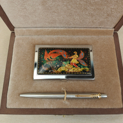 Набор подарочный "Иван-царевич и Жар-птица" с ручной росписью в футляре