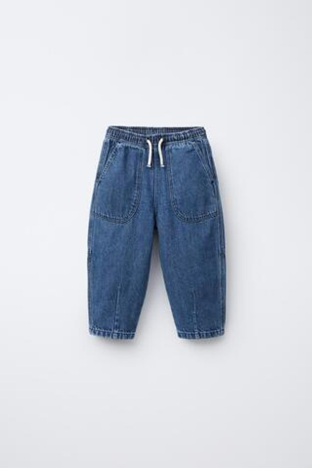 ZARA ДЖИНСОВЫЕ БРЮКИ BAGGY, СИНИЙ