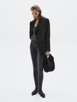 Massimo Dutti Блейзер с заостренными лацканами из 100% шерсти - Limited Edition, черный