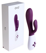 Вибратор Rabbit с клиторальным стимулятором (5 режимов) (Цвет: бело-сливовый)