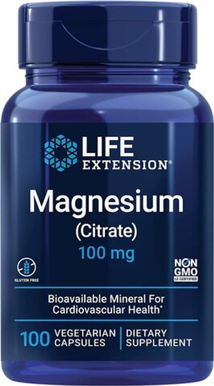 Life Extension, Магний (цитрат) 100 мг, Magnesium (Citrate) 100 mg, 100 вегетарианских капсул
