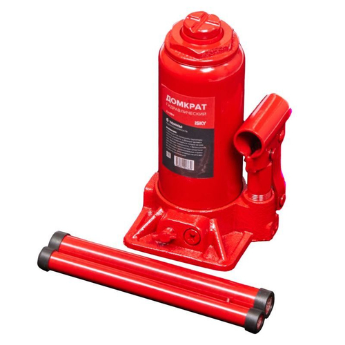 Домкрат бутылочный гидравлический iSky, 6 т, от 197 до 382 мм, в картонной коробке ILJ6BH