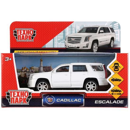 Машина металл CADILLAC ESCALADE 12 см, двери, багаж, инерц, белый, кор. Технопарк