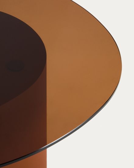 Приставной столик Olir из коричневой стали и закаленного стекла, 82 x 74 см