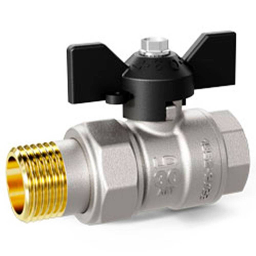 Кран шаровой латунный LD Pride 47.15.В-ГШ.Б исп 2 Ду15 Ру40 вн-американка, укороч., (бабочка)