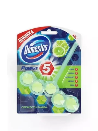 Блок для очищения унитаза DOMESTOS Power 5 свежесть лайма 55гр