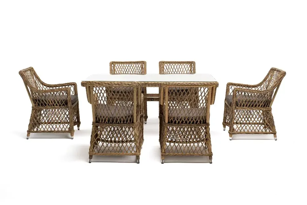 "Латте" обеденная группа плетеная, цвет соломенный