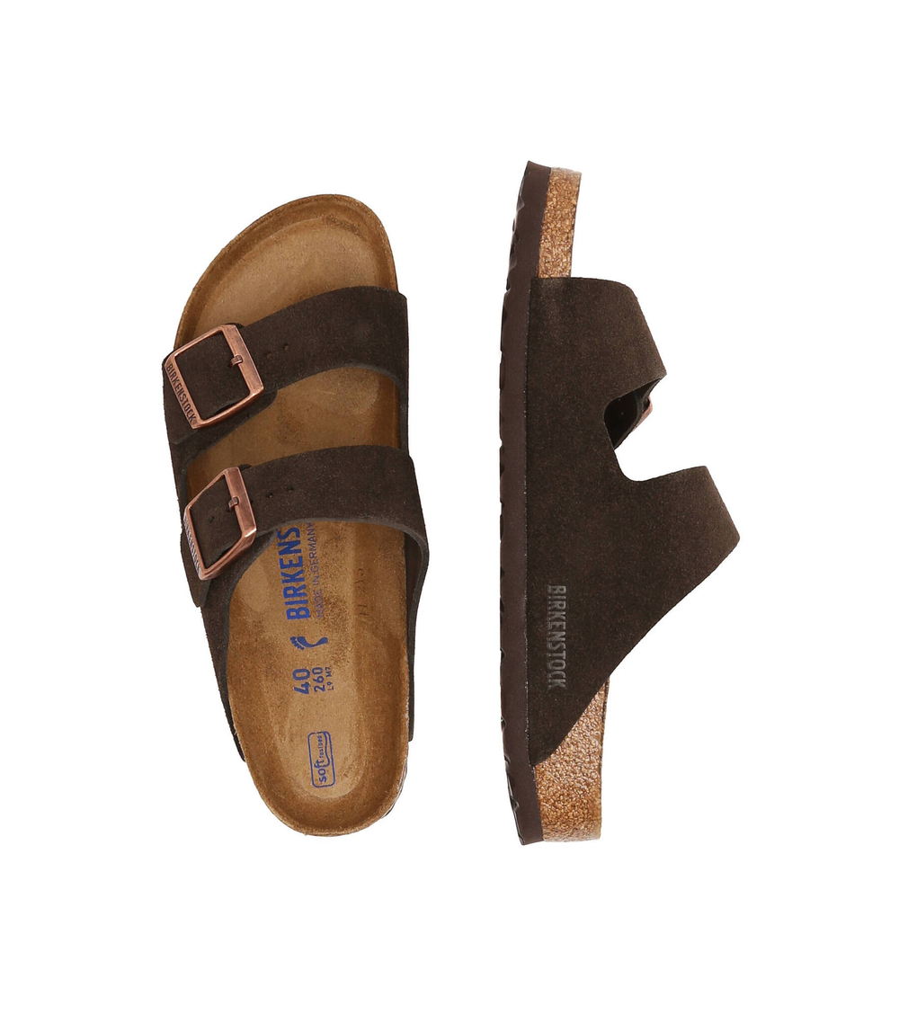 Шлепанцы кожаные arizona sfb Birkenstock - коричневый(951313)